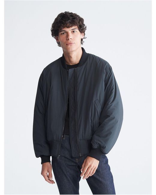 Calvin Klein Synthetic Matte Zip Bomber Jacket in Blue for Men Save