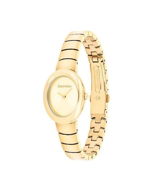 Calvin Klein Metallic Oval Twisted Bezel Bracelet Watch