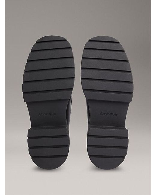 Calvin Klein Gray Jeans Leather Platform Loafers