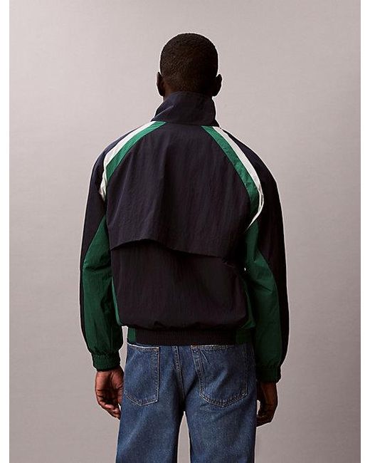 Calvin Klein Blue Jeans Colour Block Nylon Track Jacket for men