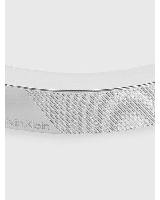 Calvin Klein White Logo Plaque Leather Bracelet for men