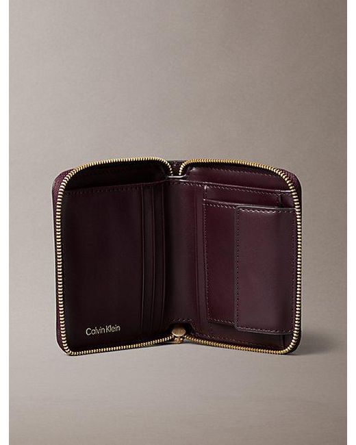 Calvin Klein Brown Rfid Square Zip Around Logo Wallet