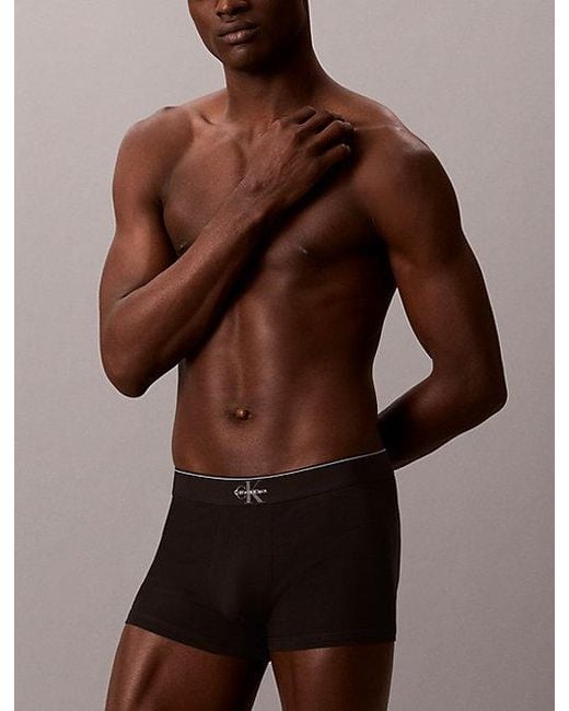 Calvin Klein Black 3 Pack Trunks Graphic Monogram Cotton Stretch for men