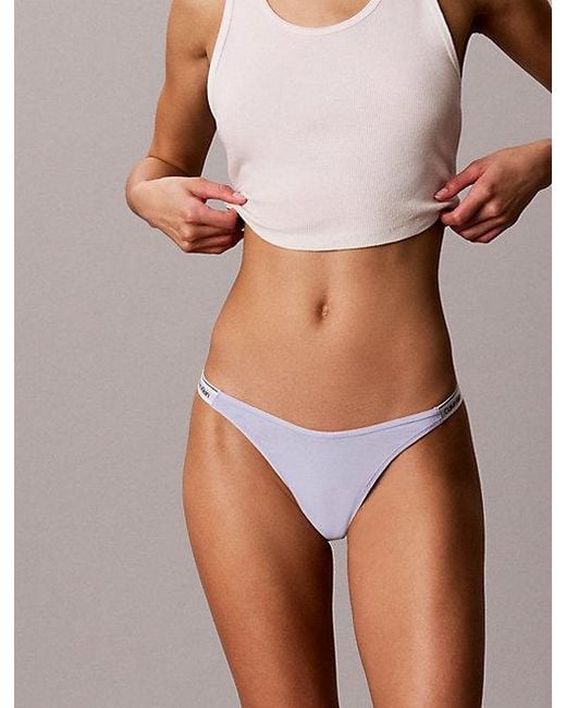 Calvin Klein Gray Dipped String Thong Icon Logo