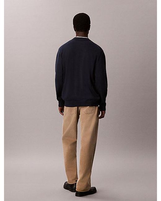 Calvin Klein Blue Jeans Classic Cotton Monogram Jumper for men