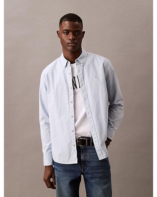 Calvin Klein Klassiek Overhemd Van Oxford Katoen in het White voor heren
