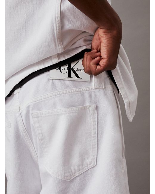 Calvin Klein White Denim Trouser Shorts for men