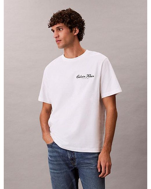 Calvin Klein Blue Jeans Embroidered Logo T-Shirt for men
