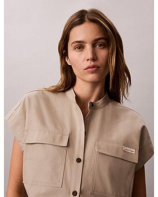 Calvin Klein Natural Jeans Boxy Cropped Short Sleeve Shirt