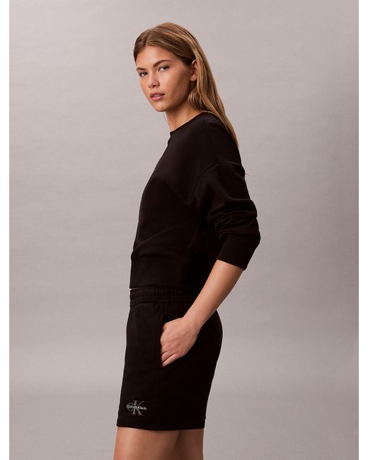 Calvin Klein Black Jeans Cotton Terry Jogger Shorts