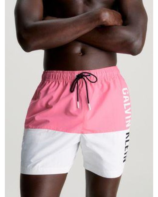 Bañador de largo medio con cordón - Intense Power Calvin Klein de hombre de color Pink