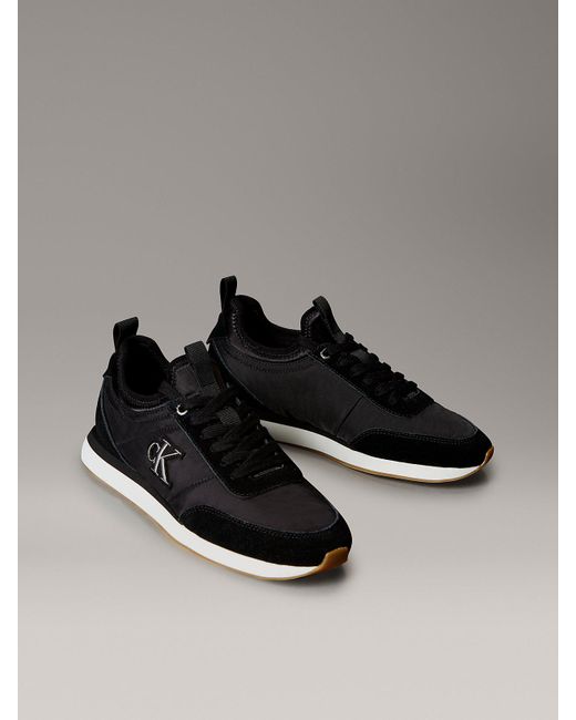 Calvin Klein Gray Signature Logo Runner Trainers