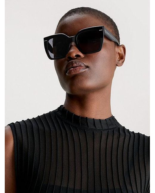 Calvin Klein Black Rectangle Sunglasses