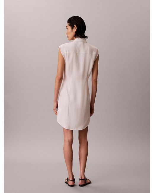 Calvin Klein Multicolor Soft Lyocell Linen Shirt Dress