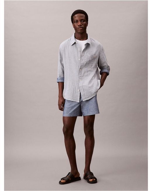 Calvin Klein Multicolor Calvin Klein Chambray Pull-On Shorts for men