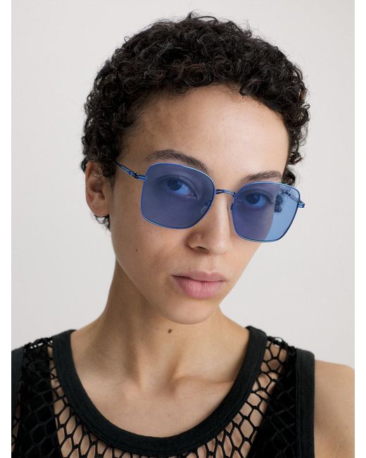 Calvin Klein Blue Rectangle Sunglasses Ck23100S