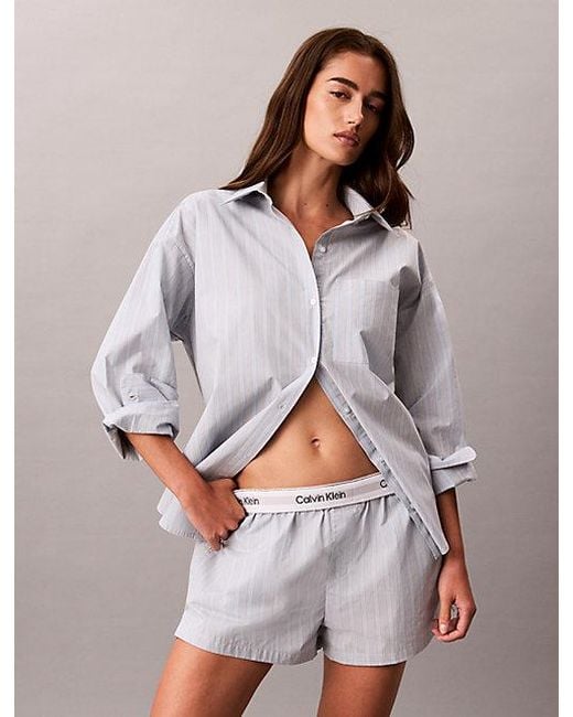 Calvin Klein Gray Pyjama Shorts Cotton Poplin