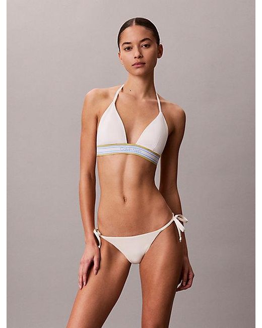 Calvin Klein Natural Halter Triangle Bikini Top Ck Icon