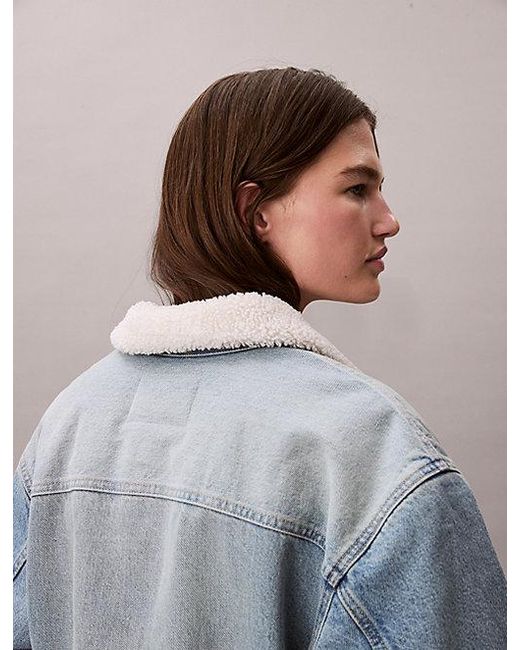 Calvin Klein Blue Jeans Sherpa Denim Jacket