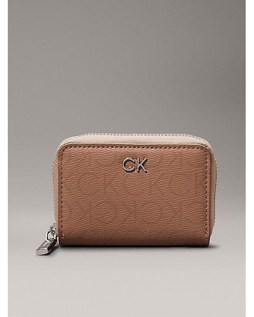 Calvin Klein Gray Kleines RFID-Portemonnaie mit Rundum-Reißverschluss