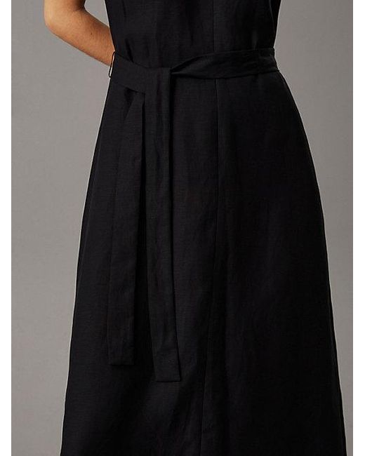 Calvin Klein Linnen Lyocell Jurk in het Black