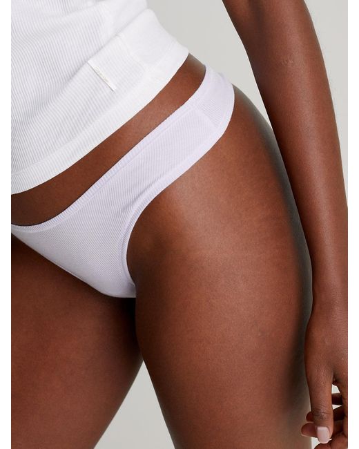 Calvin Klein White 3 Pack Thongs - Ideal Modal Rib