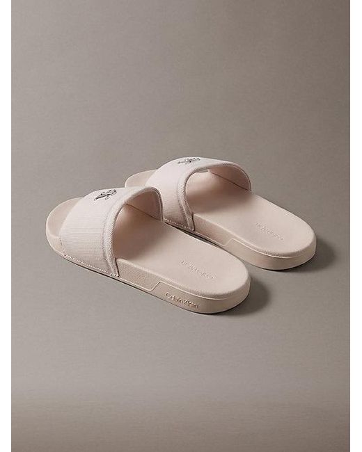 Calvin Klein Gray Nemo Canvas Signature Logo Sliders