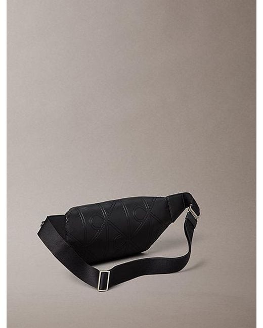 Calvin Klein Black Embossed Emblem Logo Bum Bag for men