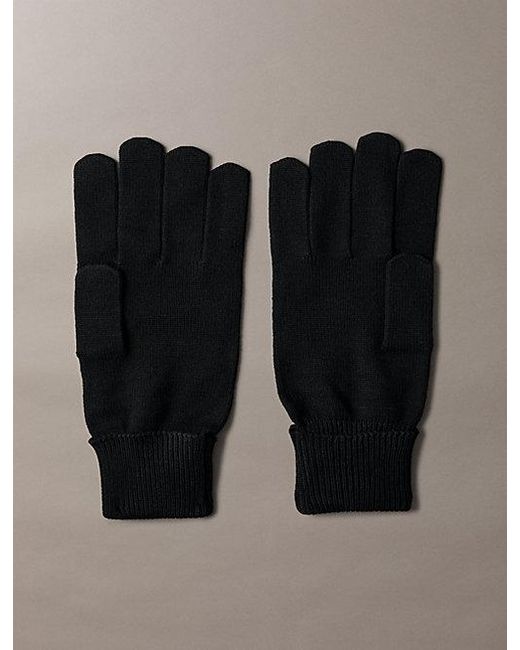 Calvin Klein Black Knit Signature Logo Touchscreen Gloves for men