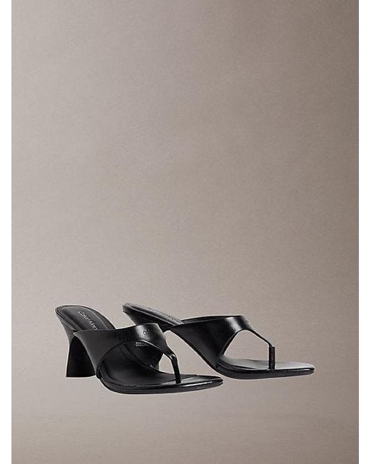 Calvin Klein Multicolor Elisa Leather Kitten Heel Sandals