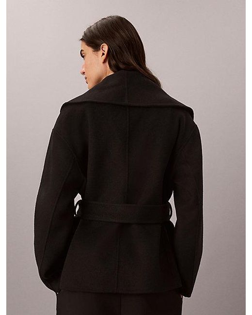 Calvin Klein Black Shawl Hip Coat