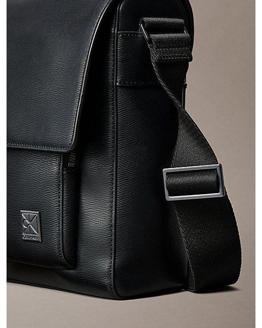 Calvin Klein Gray Saffiano Emblem Logo Messenger Bag for men
