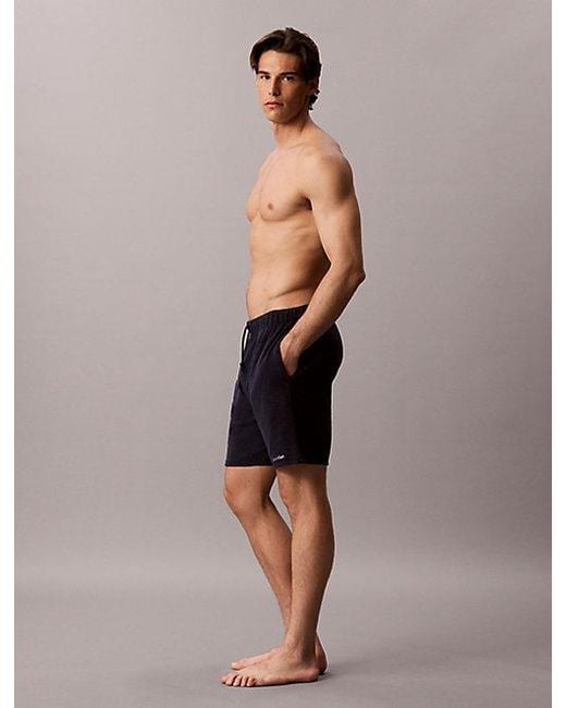 Calvin Klein Blue Long Drawstring Beach Shorts for men