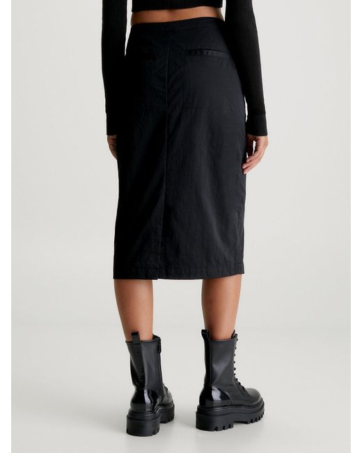 Calvin Klein Black Parachute Midi Skirt