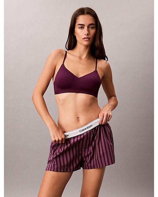 Calvin Klein Red Pyjama Shorts Cotton Poplin