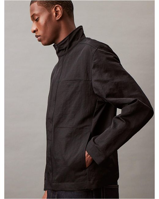 Calvin Klein Black Crinkle Nylon Field Jacket for men
