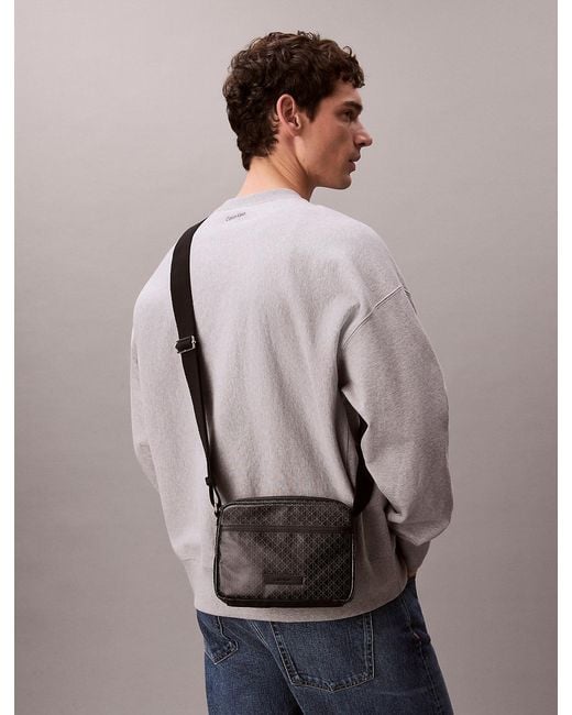 Calvin Klein Gray Coated Emblem Logo Crossbody Camera Bag for men