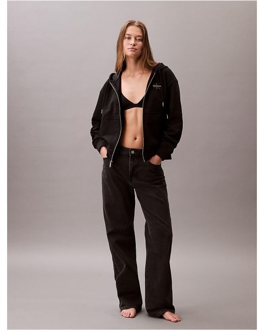 Calvin Klein Black Monogram Zip Up Hoodie