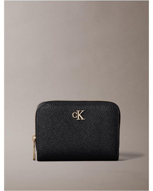 Calvin Klein Gray Minimal Monogram Zip Flap Wallet