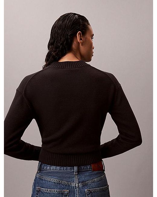 Calvin Klein Black Jeans Cotton Knit Badge Jumper