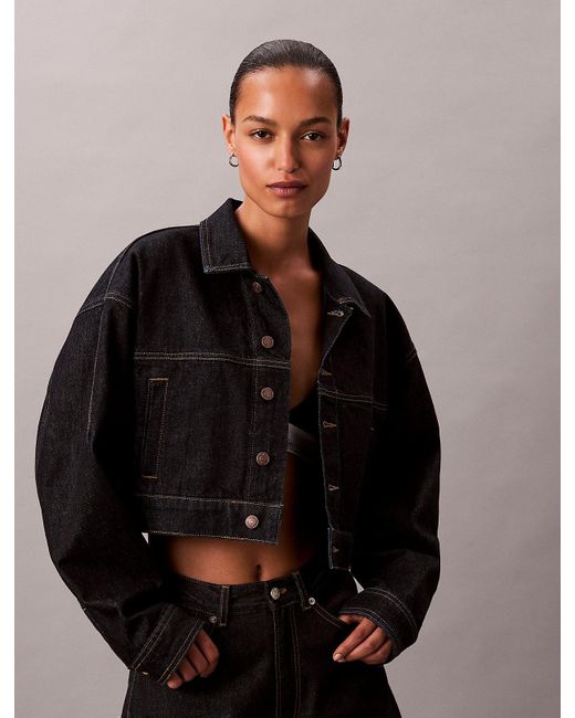 Calvin Klein Black Cropped Denim Jacket
