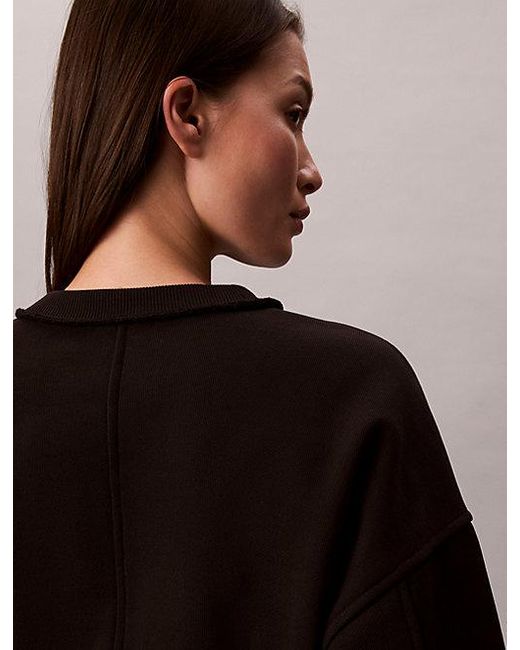 Calvin Klein Black Jeans Cotton Terry Sweatshirt Dress