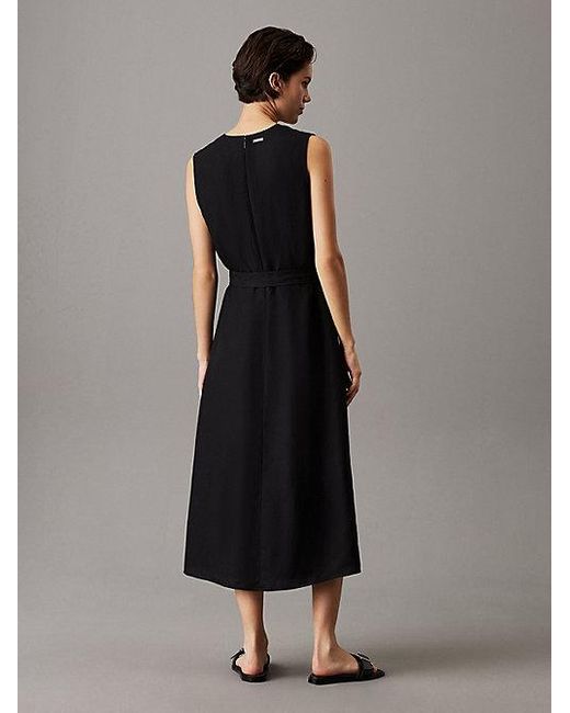 Calvin Klein Linnen Lyocell Jurk in het Black