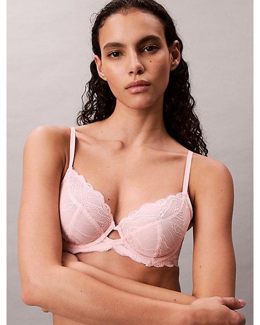 Calvin Klein Pink Full Coverage Bra Sensual Stretch Lace