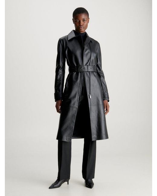 Calvin klein leather trench coat hotsell