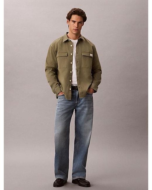 Calvin Klein Brown Jeans Comfort Cotton Utility Overshirt for men