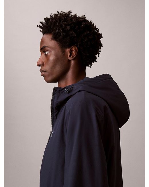Calvin Klein Blue Hooded Ripstop Jacket for men