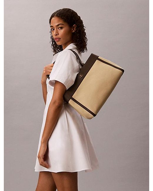 Calvin Klein Natural Cotton Canvas Tote Bag