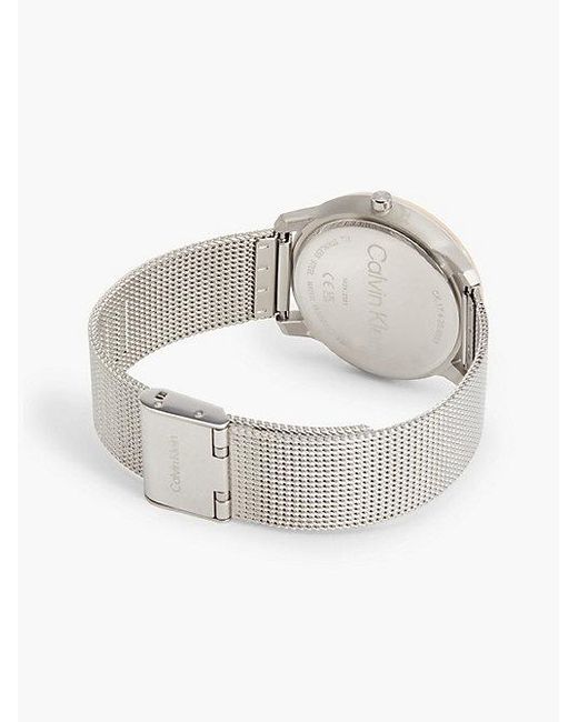 Calvin Klein Gray Monogram Logo Mesh Bracelet Watch