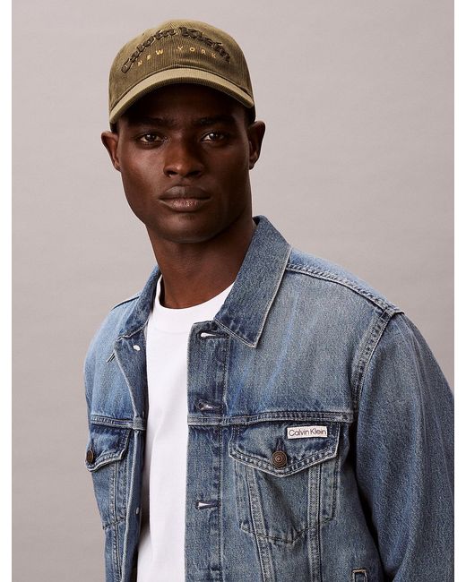 Calvin Klein Green Ckny Logo Corduroy Cap for men